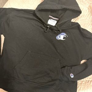 Women’s size medium champion hoodie authentic with purple/silver emblem